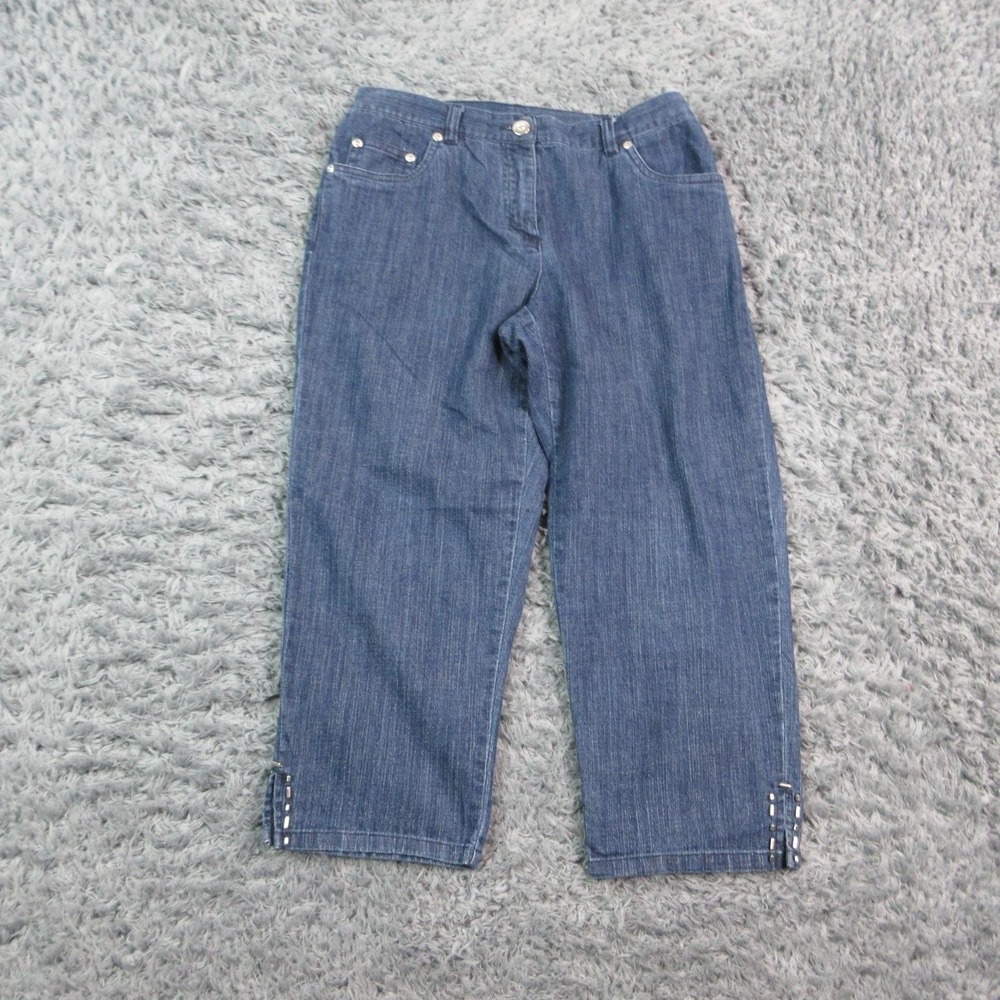 Hearts Of Palm Jeans Womens 6P Blue Capri Relaxed Studded Denim 28x21.5*